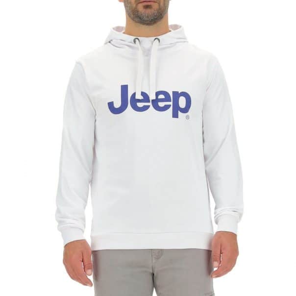 O102046J MAN HOODED SWEATSHIRT JEEP Print - White/Deep Blue