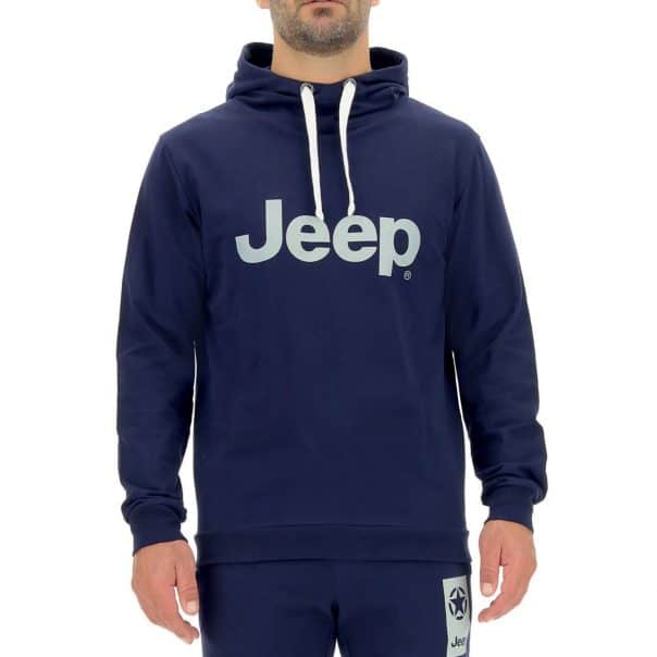 O102046J MAN HOODED SWEATSHIRT JEEP Print - Deep Blue/Misty Grey